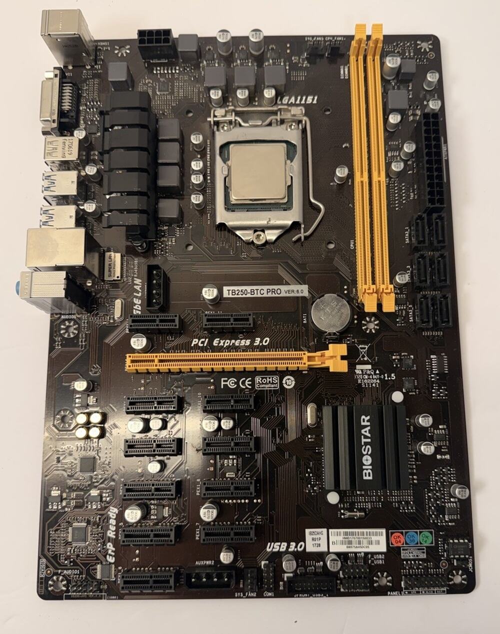 BIOSTAR TB250-BTC Pro 12 GPU Slot Mining Motherboard W/ Intel Pentium G4400 CPU